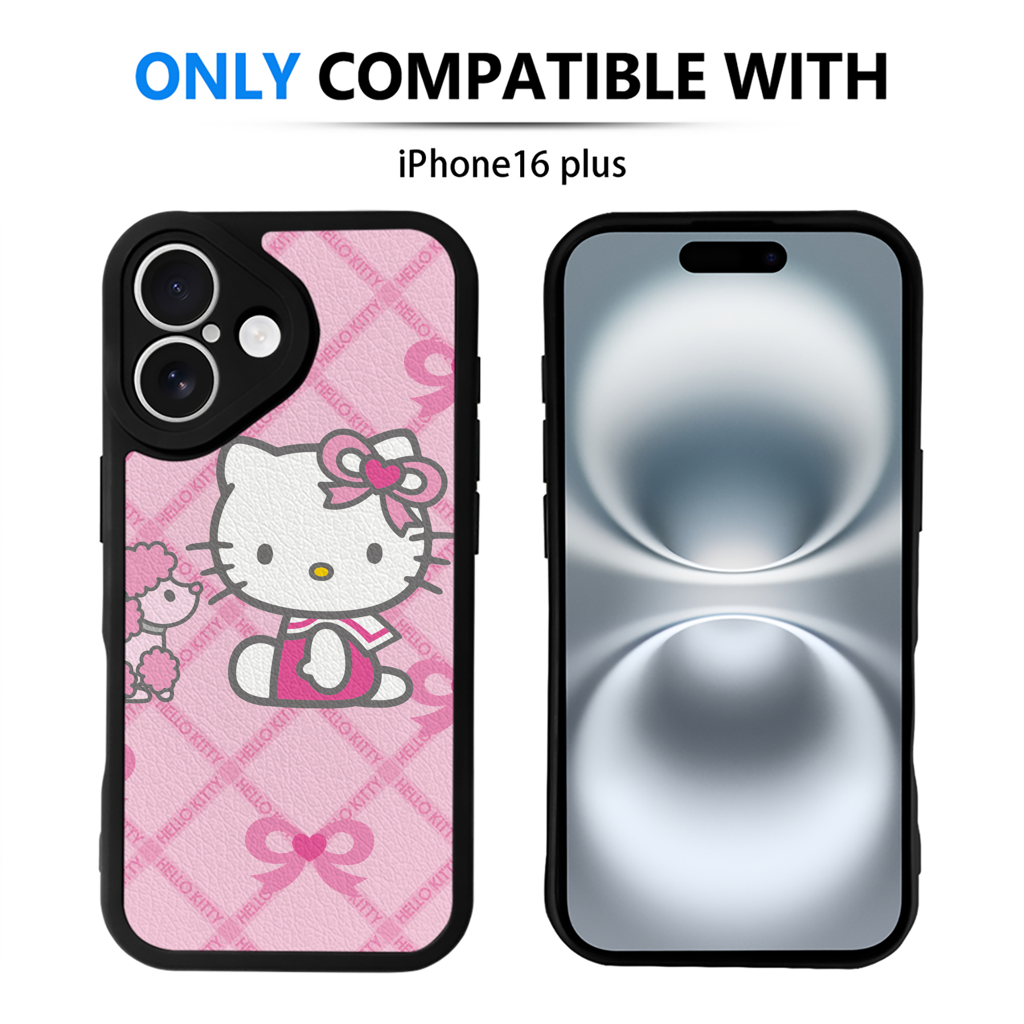 （画像用） Hello Kitty ハローキティ 【iPhone 16シリーズ対応】シリコンスマホケース（レザー調） 材質：シリコン